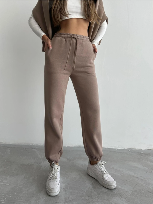 3 iplik şardonlu paça lastikli eşofman vizon is001 3 iplik şardonlu paça lastikli eşofman vizon is001