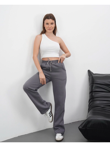 3 iplik şardonlu palazzo pantolon vizon md64