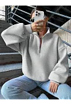 3 İplik Şardonlu Yarım Fermuarlı Sweatshirt Gri