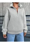 3 İplik Şardonlu Yarım Fermuarlı Sweatshirt Gri