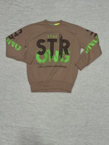 6 Yaş Str Yazı Basklı Erkek Çocuk Bisiklet Yaka Sweat Vizon 6 Yaş Str Yazı Basklı Erkek Çocuk Bisiklet Yaka Sweat Vizon