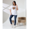 Leopar kalp baskılı tişört Leopar kalp baskılı tişört