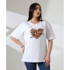 Leopar kalp baskılı tişört Leopar kalp baskılı tişört