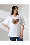 Leopar Kalp Baskılı Tişört