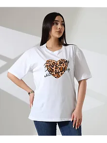 Leopar Kalp Baskılı Tişört