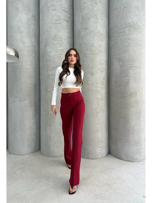 Önü Cumalı İthal Krep Pantolon
