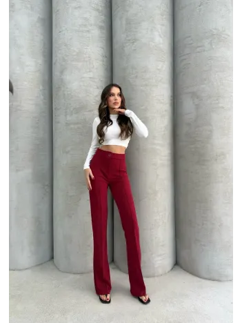 Önü Cumalı İthal Krep Pantolon