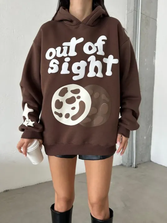 3 İplik Şardonlu Oversize Out Of Baskılı Sweat Kahve 3 İplik Şardonlu Oversize Out Of Baskılı Sweat Kahve