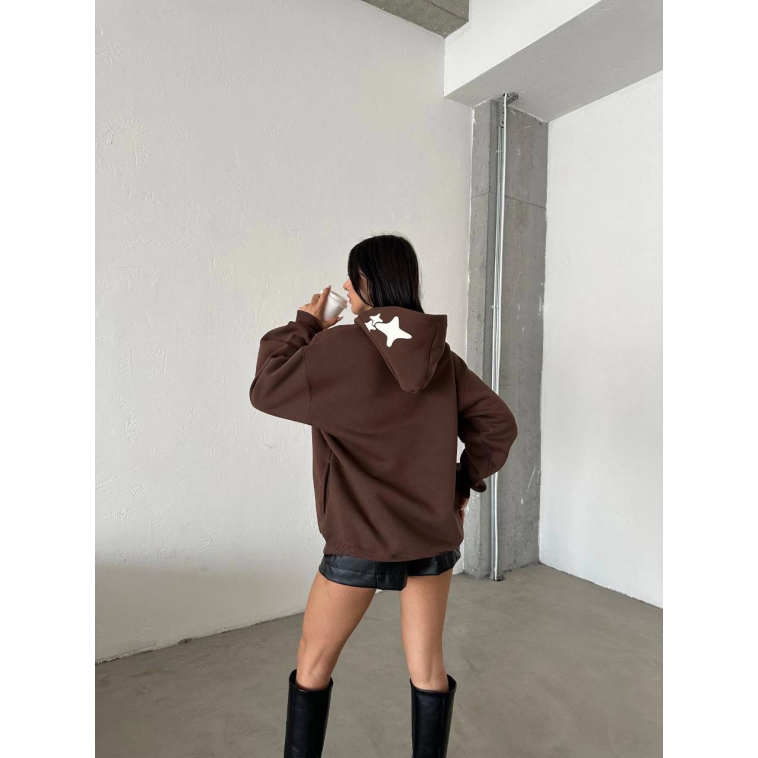3 iplik şardonlu oversize out of baskılı sweat kahve 3 iplik şardonlu oversize out of baskılı sweat kahve