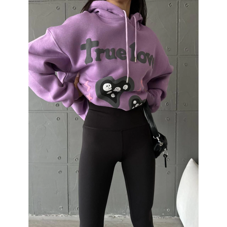 3 iplik şardonlu oversize true baskılı sweat mor 3 iplik şardonlu oversize true baskılı sweat mor