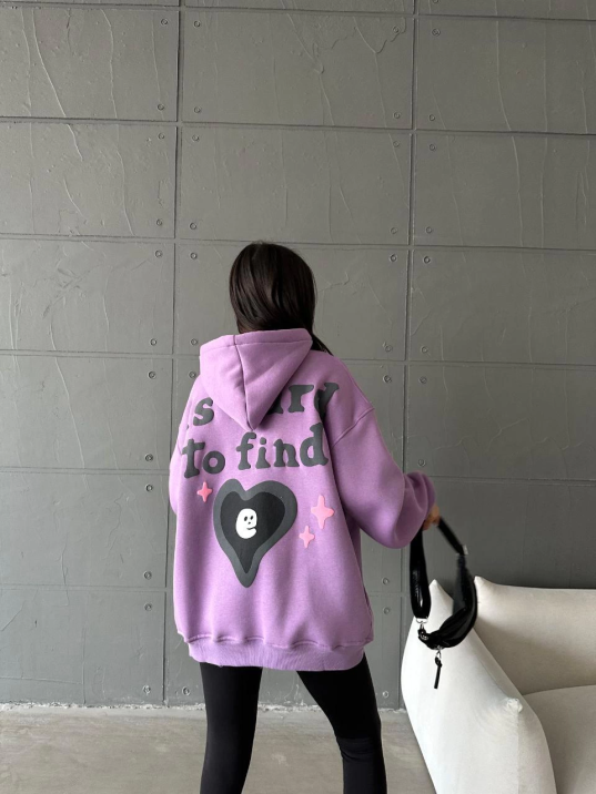 3 iplik şardonlu oversize true baskılı sweat mor 3 iplik şardonlu oversize true baskılı sweat mor