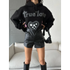 3 iplik şardonlu oversize true baskılı sweat siyah 3 iplik şardonlu oversize true baskılı sweat siyah