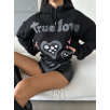 3 iplik şardonlu oversize true baskılı sweat siyah 3 iplik şardonlu oversize true baskılı sweat siyah