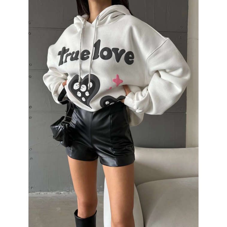 3 iplik şardonlu oversize true baskılı sweat Beyaz 3 iplik şardonlu oversize true baskılı sweat Beyaz