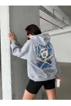 3 İplik Şardonlu Oversize Kafa Baskılı Sweat Gri 3 İplik Şardonlu Oversize Kafa Baskılı Sweat Gri