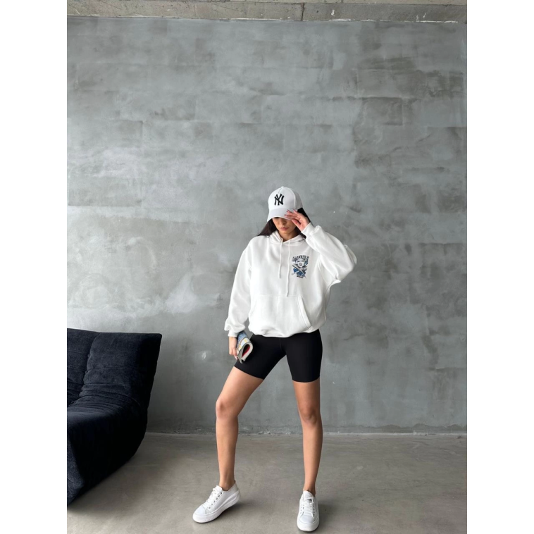 3 iplik şardonlu oversize kafa baskılı sweat beyaz 3 iplik şardonlu oversize kafa baskılı sweat beyaz