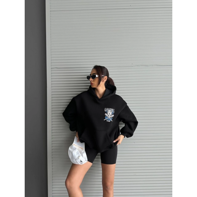 3 iplik şardonlu oversize kafa baskılı sweat siyah 3 iplik şardonlu oversize kafa baskılı sweat siyah