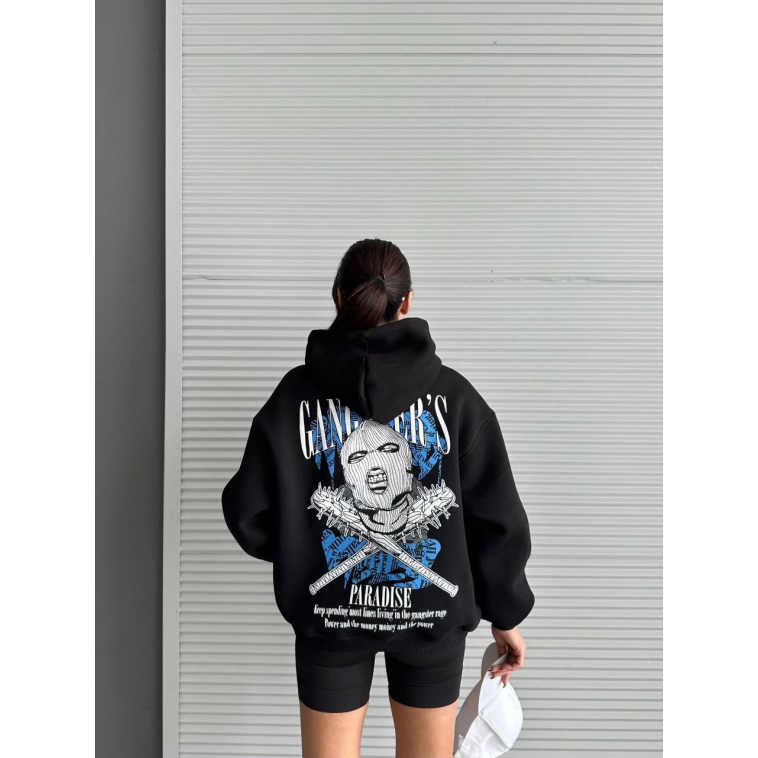 3 iplik şardonlu oversize kafa baskılı sweat siyah 3 iplik şardonlu oversize kafa baskılı sweat siyah