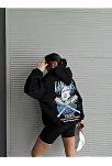 3 İplik Şardonlu Oversize Kafa Baskılı Sweat Siyah