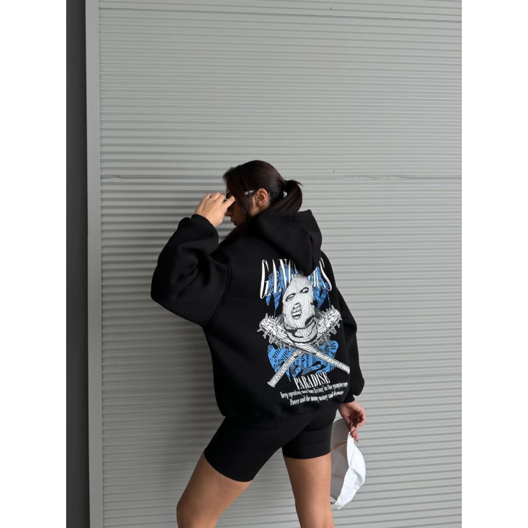 3 iplik şardonlu oversize kafa baskılı sweat siyah 3 iplik şardonlu oversize kafa baskılı sweat siyah