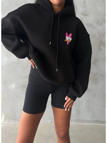 3 iplik şardonlu oversize compact ördek baskılı sweat siyah 3 iplik şardonlu oversize compact ördek baskılı sweat siyah