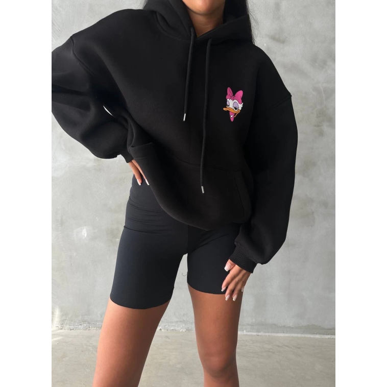3 iplik şardonlu oversize compact ördek baskılı sweat siyah 3 iplik şardonlu oversize compact ördek baskılı sweat siyah