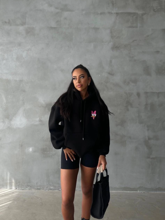 3 iplik şardonlu oversize compact ördek baskılı sweat siyah 3 iplik şardonlu oversize compact ördek baskılı sweat siyah