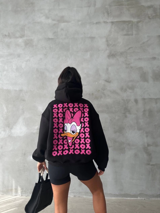 3 iplik şardonlu oversize compact ördek baskılı sweat siyah 3 iplik şardonlu oversize compact ördek baskılı sweat siyah