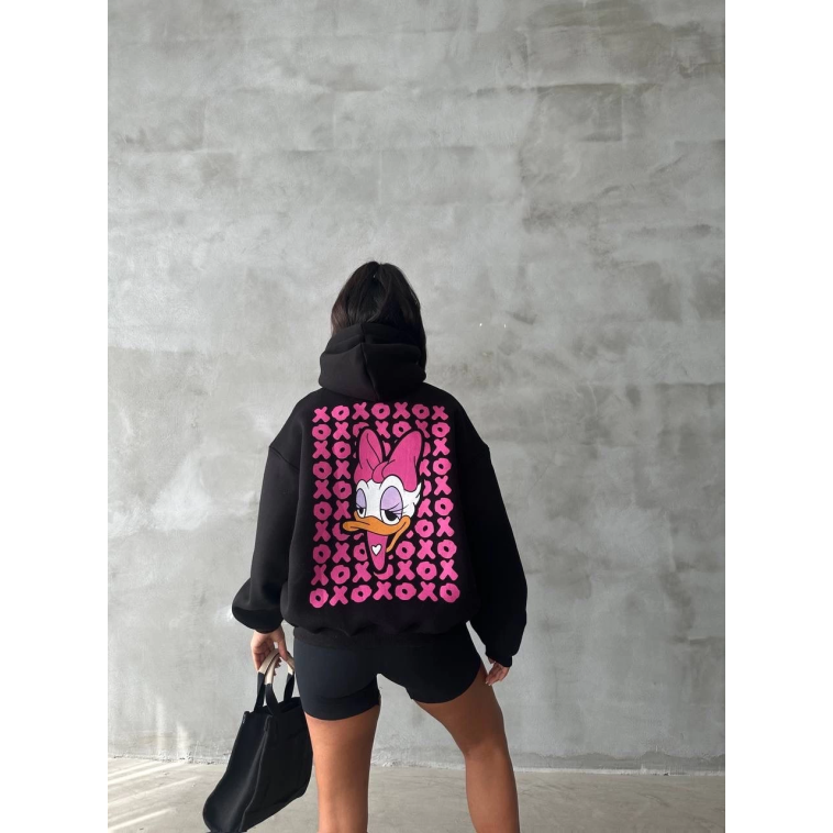 3 iplik şardonlu oversize compact ördek baskılı sweat siyah 3 iplik şardonlu oversize compact ördek baskılı sweat siyah