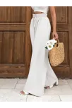 Keten Bağcıklı Beyaz Pantolon