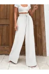 Keten Bağcıklı Beyaz Pantolon