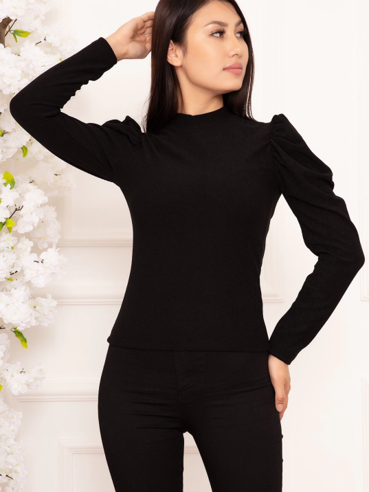 Prenses kol bluz siyah w3125 Prenses kol bluz siyah w3125