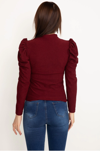 Prenses kol bluz bordo w3125