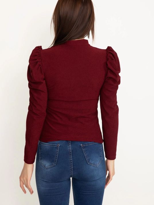 Prenses kol bluz bordo w3125 Prenses kol bluz bordo w3125