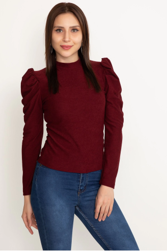 Prenses kol bluz bordo w3125