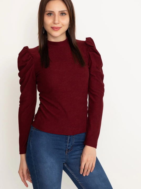 Prenses kol bluz bordo w3125 Prenses kol bluz bordo w3125