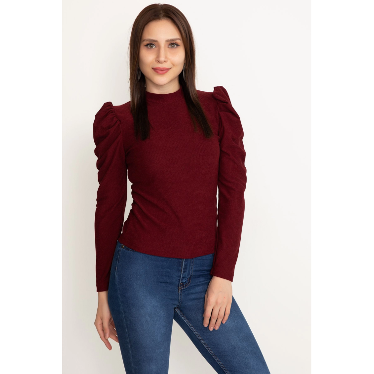 Prenses kol bluz bordo w3125 Prenses kol bluz bordo w3125