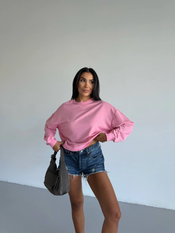 2 iplik bisiklet yaka sweat pembe f2339 2 iplik bisiklet yaka sweat pembe f2339