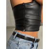 İp askılı yandan fermuarlı rastale deri crop siyah s24113 İp askılı yandan fermuarlı rastale deri crop siyah s24113
