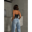 İp askılı yandan fermuarlı rastale deri crop siyah s24113 İp askılı yandan fermuarlı rastale deri crop siyah s24113