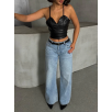 İp askılı yandan fermuarlı rastale deri crop siyah s24113 İp askılı yandan fermuarlı rastale deri crop siyah s24113