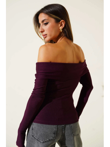 Madonna Yaka Düğmeli Bluz Mürdüm t4329 Madonna Yaka Düğmeli Bluz Mürdüm t4329