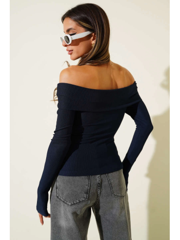 Madonna Yaka Düğmeli Bluz Lacivert t4329 Madonna Yaka Düğmeli Bluz Lacivert t4329