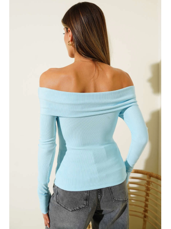 Madonna Yaka Düğmeli Bluz Mavi t4329 Madonna Yaka Düğmeli Bluz Mavi t4329