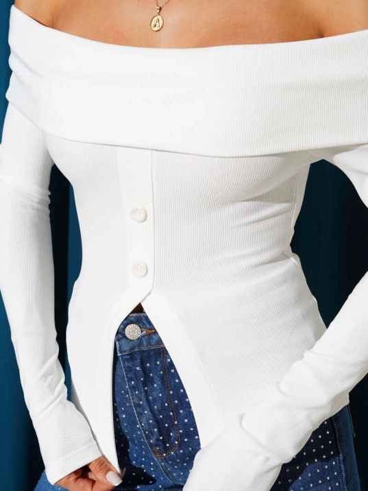 Madonna Yaka Düğmeli Bluz Beyaz t4329 Madonna Yaka Düğmeli Bluz Beyaz t4329