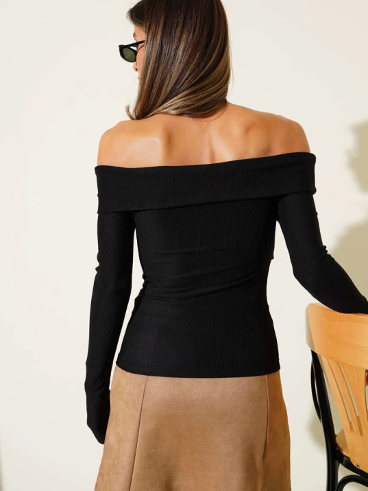 Madonna Çapraz Yaka Bluz Siyah t4331 Madonna Çapraz Yaka Bluz Siyah t4331