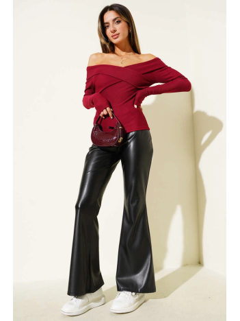 Madonna Çapraz Yaka Bluz Bordo t4331 Madonna Çapraz Yaka Bluz Bordo t4331