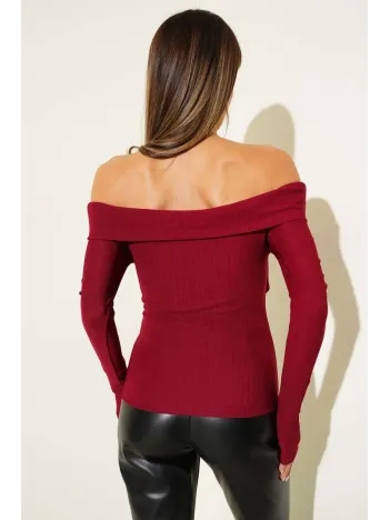 Madonna Çapraz Yaka Bluz Bordo T4331