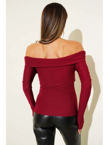 Madonna Çapraz Yaka Bluz Bordo t4331 Madonna Çapraz Yaka Bluz Bordo t4331