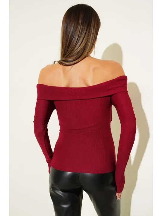 Madonna Çapraz Yaka Bluz Bordo T4331